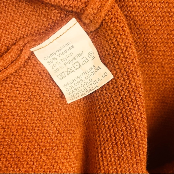 BTFBM Women's Long Sleeve Turtleneck Sweater, rust/orange, Winter Sweater Dress - Picture 4 of 6